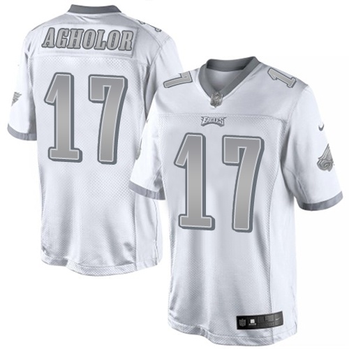 Men's Elite Nelson Agholor Nike Jersey White - #17 Platinum NFL Philadelphia Eagles